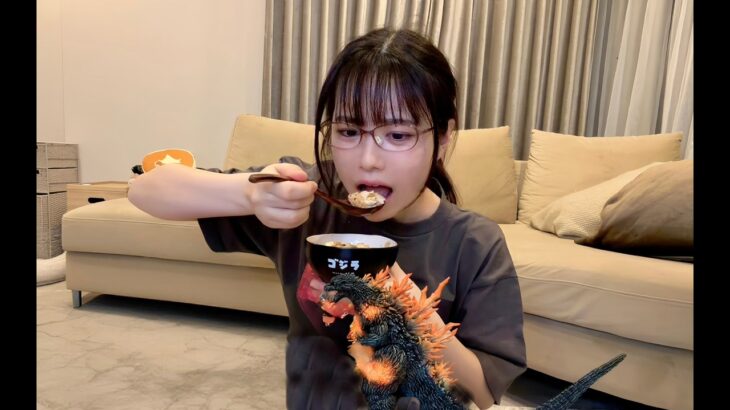 ゴジラの新作プラモを全塗装！神造形をおかずに白米食べてみたww
